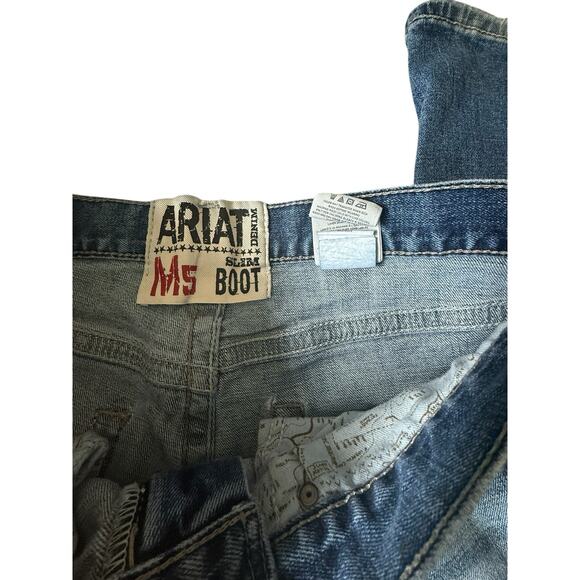 Ariat M5 Ramsey Slim Straight Boot Jeans Men’s 32x34 Medium Wash Distressed - Picture 2 of 12
